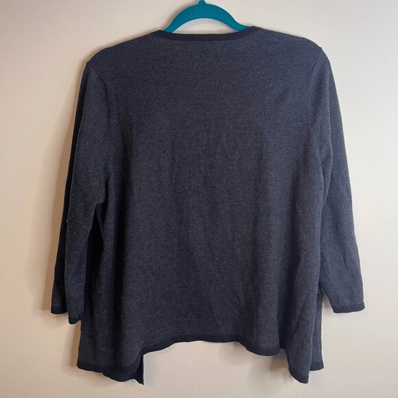 Women’s Ann Taylor Loft Gray Open Cotton Cardigan Sweater 3/4 Sleeve Size Large - Picture 4 of 5